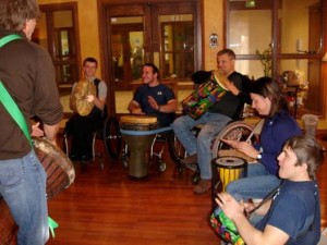 The Healing Drummer and Students