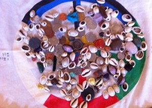 Cowrie Shell on Divination Cloth The Healing Drummer's Cowrie Shell Reading