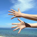 Hands and Ocean View Hands and Beach Setting
